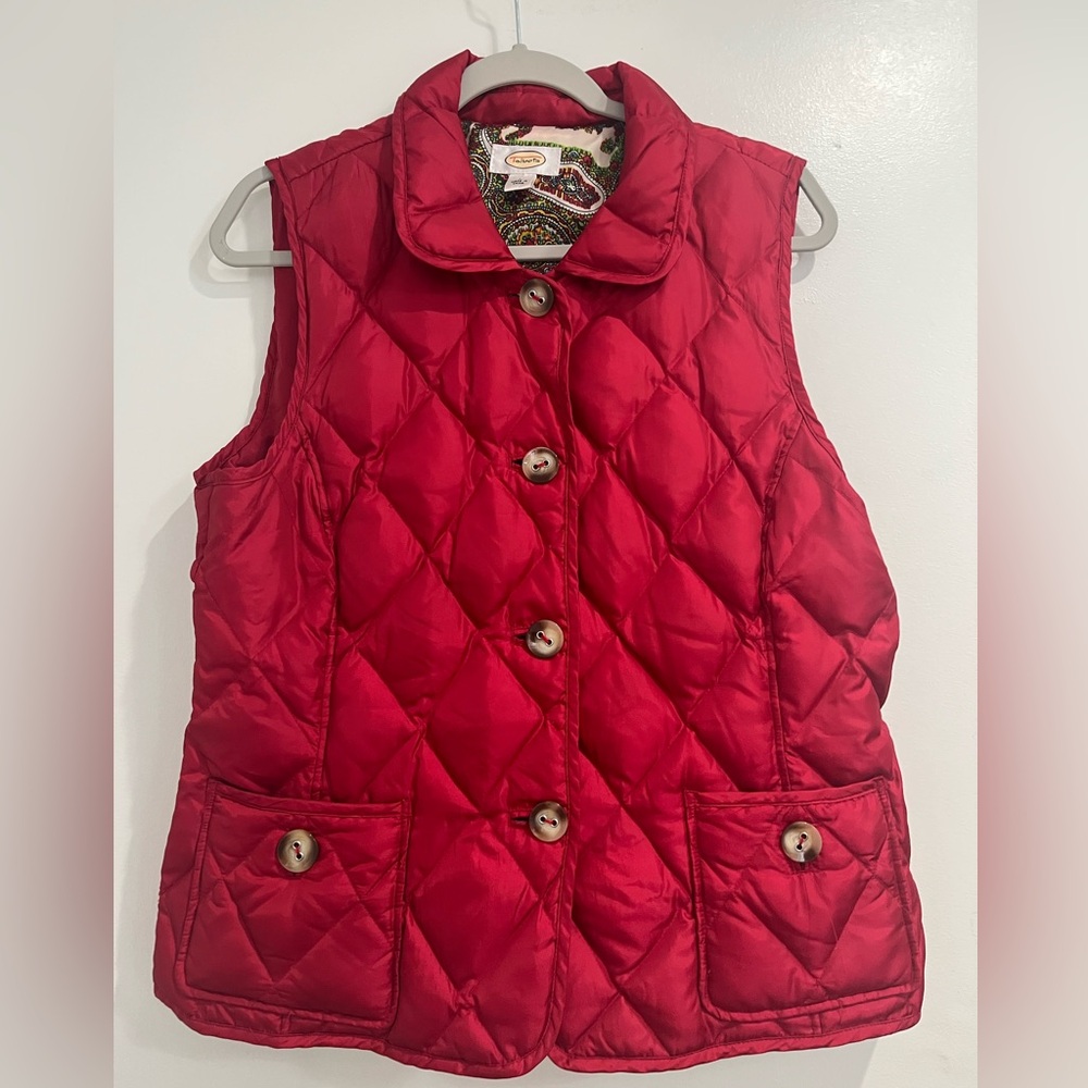 Talbots Vintage Red Down‎ Quilted Puffer Vest Sz. L - Picture 2 of 9